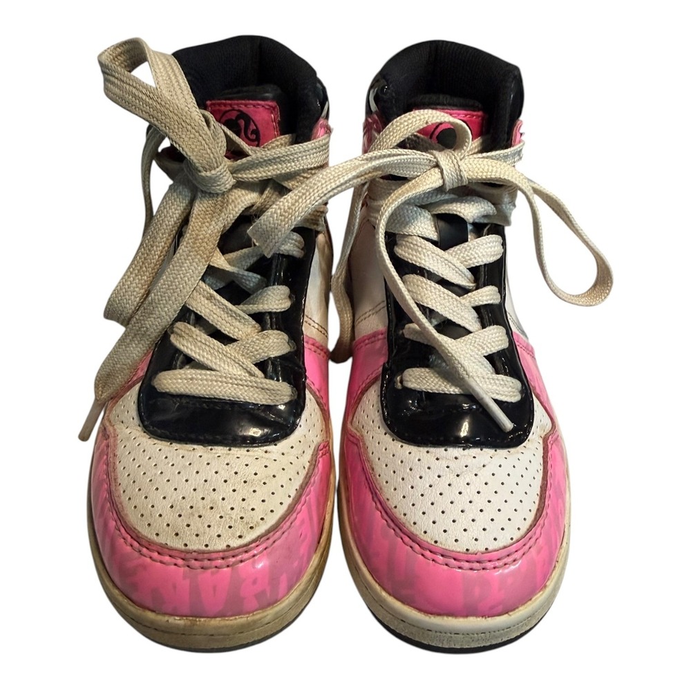Barbie Kids High Top Court Shoe Pink White Black Sneakers Size 12 J835-70698